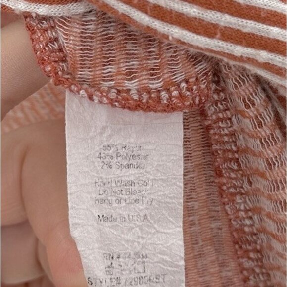 W5 Anthropologie Textured Stripe Twist Knot 3/4 Sleeve Blouse Size Sm, FLAWS - Picture 8 of 14